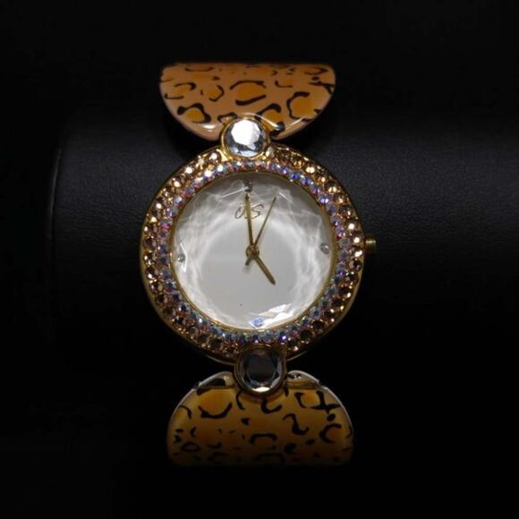 One Sheen Animal Print Rhinestone Watch, Gold Tone, 8 Inches - Picture 4 of 14